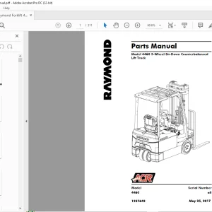 Raymond Forklift 4460 3-Wheel Sit-Down Counterbalanced Lift Truck Parts Manual 1237642 -  PDF DOWNLOAD