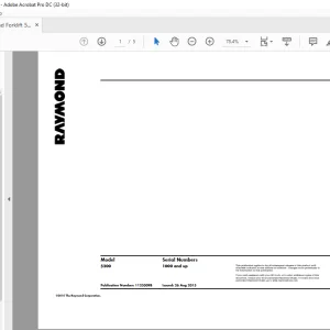 Raymond Forklift 5200 Orderpicker Schematics Manual SN 1000 and up - PDF DOWNLOAD