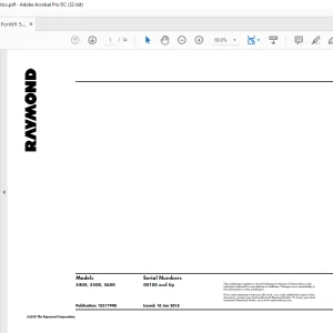 Raymond Forklift 5400 5500 5600 Orderpicker Schematics Manual 1031794D - PDF DOWNLOAD