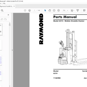 Raymond Forklift 6210 - Walkie Straddle Stacker Parts Manual SN139 & up -  PDF DOWNLOAD