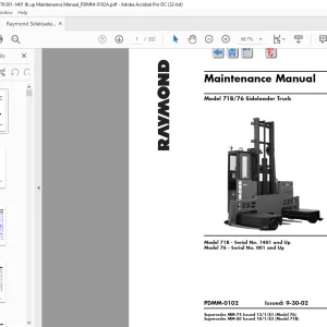 Raymond Forklift 71B 76 Sideloader Truck Maintenance Manual PDMM-0102 - PDF DOWNLOAD