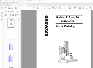 Raymond Forklift 71B and 76 SIDELOADER Parts Catalog Manual 1014470B - PDF DOWNLOAD