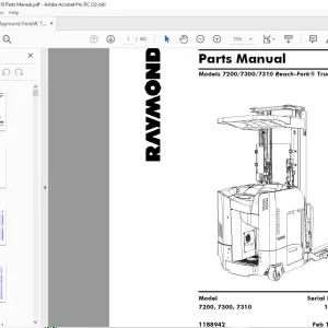 Raymond Forklift 7200 7300 7310 Reach-Fork® Trucks Parts Manual 101 & up  - PDF DOWNLOAD