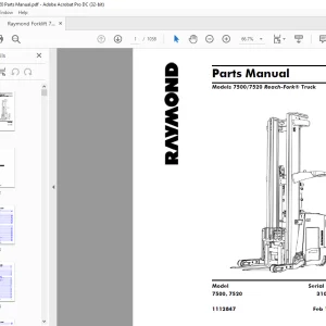 Raymond Forklift 7500 7520 Reach-Fork® Truck Parts Manual 1112847 -  PDF DOWNLOAD