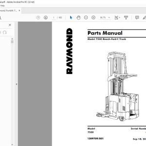Raymond Forklift 7530 Reach-Fork ® Trucks Parts Manual  -  PDF DOWNLOAD