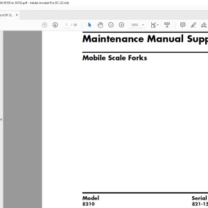 Raymond Forklift 8210 Mobile Scale Forks Supplement Maintenance Manual SN 821-15-00100 & Up - PDF DOWNLOAD