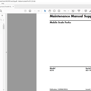 Raymond Forklift 8210 Mobile Scale Forks Supplement Maintenance Manual SN 821-19-36193 & Up - PDF DOWNLOAD