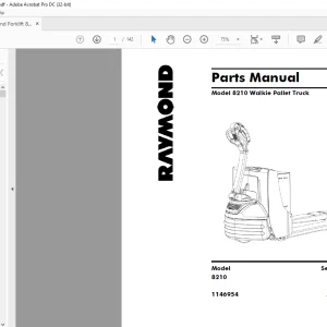 Raymond Forklift 8210 Walkie Pallet Truck Parts Manual 1146954 - PDF DOWNLOAD