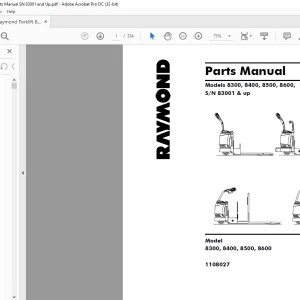 Raymond Forklift 8300 8400 8500 8600 Parts Manual SN 83001 & up - PDF DOWNLOAD
