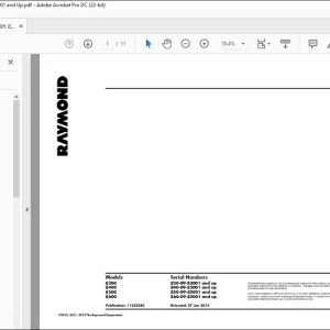 Raymond Forklift 8300 8400 8500 & 8600 Schematics Manual 1123028C - PDF DOWNLOAD