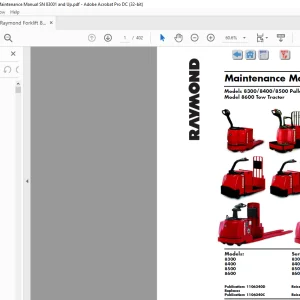 Raymond Forklift 8300 8400 8500 Pallet Trucks & 8600 Tow Tractor Maintenance Manual - PDF DOWNLOAD