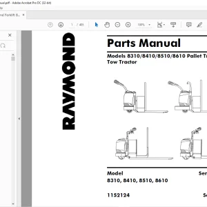 Raymond Forklift 8310 8410 8510 8610 Pallet Trucks & Tow Tractor Parts Manual 1152124 - PDF DOWNLOAD