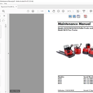 Raymond Forklift 8310 8410 8510 Pallet Trucks & 8610 Tow Tractor Maintenance Manual 1152122-001D - PDF DOWNLOAD