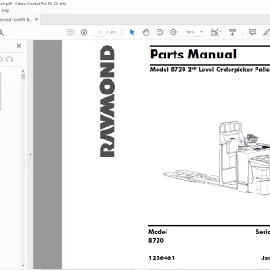 Raymond Forklift 8720 2nd Level Orderpicker Pallet Truck Parts Manual 1236461 - PDF DOWNLOAD