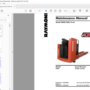 Raymond Forklift 8900 Pallet Truck Maintenance Manual SN 01003 and Up - PDF DOWNLOAD