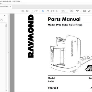 Raymond Forklift 8900 Rider Pallet Truck Parts Manual SN 1003 & up - PDF DOWNLOAD