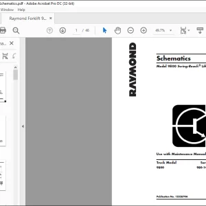 Raymond Forklift 9800 Swing-Reach® Lift Truck Schematics Manual SN980-14-6301195 and Up  - PDF DOWNLOAD