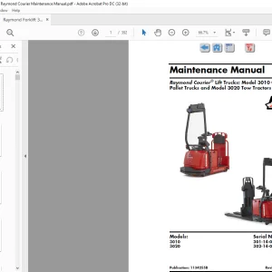 Raymond Forklift Courier® Lift Trucks 3010 Center Rider Pallet Trucks and Model 3020 Tow Tractors Maintenance Manual 1134255B  - PDF DOWNLOAD