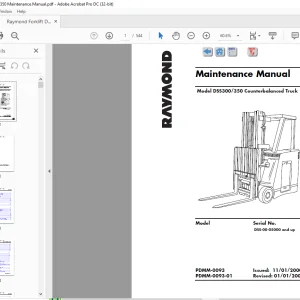 Raymond Forklift DSS300 350 Counterbalanced Truck Maintenance Manual SNDSS-00-05000 and up -  PDF DOWNLOAD