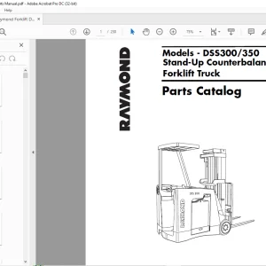 Raymond Forklift DSS300 350 Parts Catalog Stand-Up Counterbalanced Forklift Truck Parts Catalog Manual SN 5000 & UP -  PDF DOWNLOAD