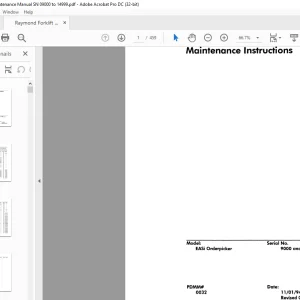 Raymond Forklift EASi Orderpicker Maintenance Instructions Manual SN 9000 and Up - PDF DOWNLOAD