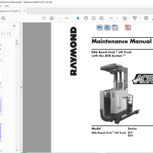 Raymond Forklift EASi Reach-Fork ® Lift Truck with the ACR System ™ Series ET-F DT-F Maintenance Manual -  PDF DOWNLOAD