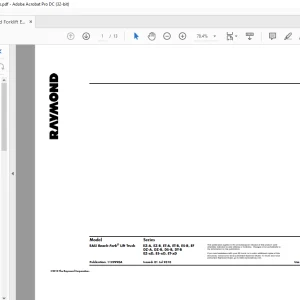 Raymond Forklift EASi Reach-Fork® Lift Truck EZ-A, EZ-B, ET-A, ET-B, ES-B, EF DZ-A, DZ-B, DS-B, DT-B EZ-xD, ES-xD, ET-xD Schematics Manual - PDF DOWNLOAD
