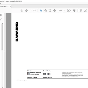 Raymond Forklift EASi Reach-Fork® Lift Truck EZ-C EZ-CD  Schematics Manual - PDF DOWNLOAD