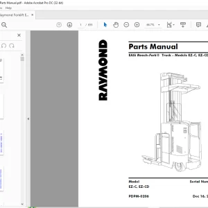 Raymond Forklift EASi Reach-Fork® Truck - EZ-C, EZ-CD Parts Manual  - PDF DOWNLOAD