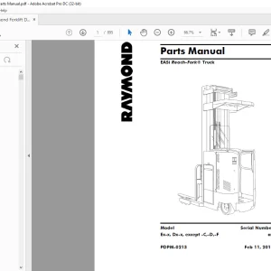 Raymond Forklift EASi Reach-Fork® Truck Ex-x, Dx-x, except -C,-D,-F Parts Manual PDPM-0213 - PDF DOWNLOAD