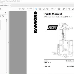 Raymond Forklift EASi Reach-Fork® Truck - Models ET-F, DT-F Parts Manual 1031941 - PDF DOWNLOAD