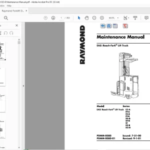 Raymond Forklift EASi Reach-Fork® Truck Series EZ-A ET-A ES-B ET-B DS-B DT-B EF EZ-B DZ-B Maintenance manual - PDF DOWNLOAD