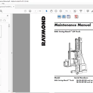 Raymond Forklift EASi Swing-Reach ® Lift Truck SA SB Maintenance Manual  - PDF DOWNLOAD
