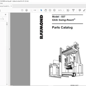 Raymond Forklift EASi Swing-Reach® 537 Parts Catalog Manual SN 800 and Up  - PDF DOWNLOAD