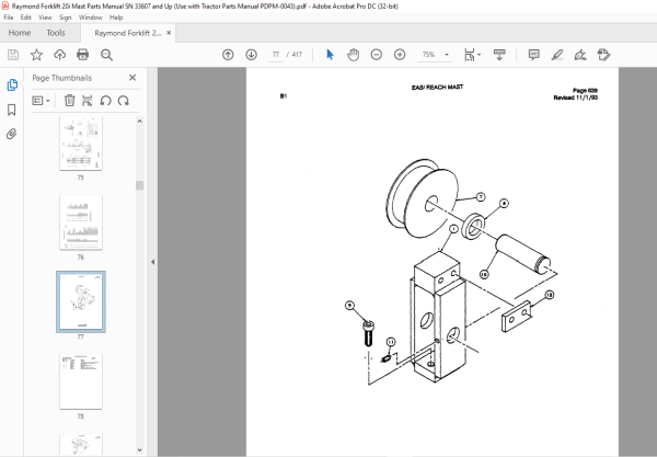 Raymond Forklift Easi™ Reach Mast Parts Catalog MANUAL SN 00001 and Up ...