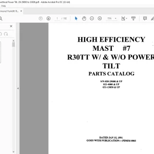Raymond Forklift R30TT W/ & W/O POWER TILT & SIDE SHIFT PARTS CATALOG MANUAL  SN-020-29000 & UP - PDF DOWNLOAD
