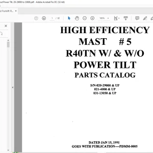 Raymond Forklift R40TN W & W/O POWER TILT PARTS CATALOG MANUAL - PDF DOWNLOAD