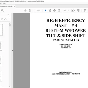 Raymond Forklift R40TT-M WPOWER TILT & SIDE SHIFT PARTS CATALOG MANUAL - PDF DOWNLOAD