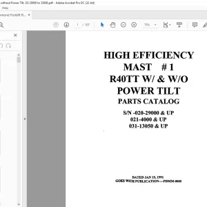 Raymond Forklift R40TT W & W/O POWER TILT PARTS CATALOG MANUAL - PDF DOWNLOAD