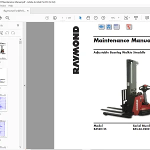 Raymond Forklift RAS2025 Adjustable Baseleg Walkie Straddle Maintenance Manual RAS-06-02001 & Up - PDF DOWNLOAD
