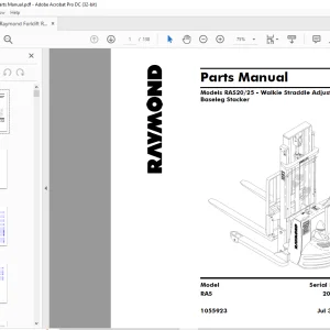 Raymond Forklift RAS20 25 - Walkie Straddle Adjustable Baseleg Stacker Parts Manual SN2001 & up -  PDF DOWNLOAD