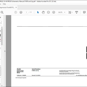Raymond Forklift RCS20 30 40 RSS22 30 40 RRS30 Schematics Manual 01000 and Up -  PDF DOWNLOAD