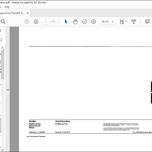 Raymond Forklift RCS20 30 40 RSS22 30  RRS30 40 Schematics Manual 01000 and Up - PDF DOWNLOAD