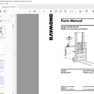 Raymond Forklift RCS20 30 40 Walkie Counterbalanced Stacker Parts Manual - PDF DOWNLOAD