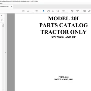 Raymond 20I TRACTOR PARTS CATALOG MANUAL 29000 AND UP - PDF DOWNLOAD