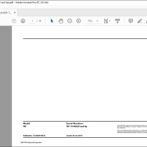 Raymond Forklift TRT Schematics Manual SNTRT-19-00320 and Up  - PDF DOWNLOAD