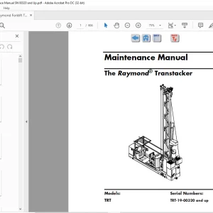 Raymond Forklift The Raymond ® Transtacker TRT Maintenance Manual SNTRT-19-00320 and up  - PDF DOWNLOAD