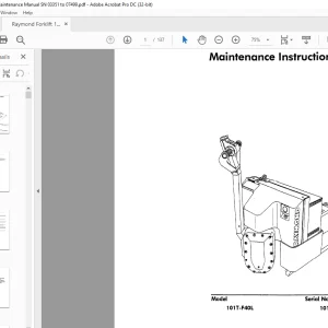 Raymond Forklift Walkie 101 Operation & Maintenance Manual SN 101-91-01302 and up - PDF DOWNLOAD