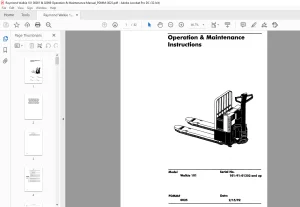 Raymond Forklift Walkie 101 Operation & Maintenance Manual SN 101-91-01302 and up - PDF DOWNLOAD