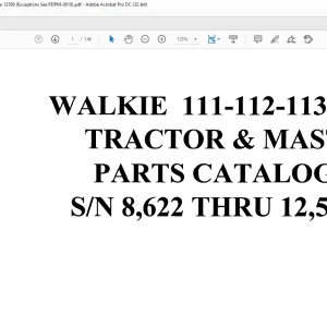 Raymond Forklift Walkie 111 112 113 114 Tractor & Mast Parts Catalog Manual SN 8622 Thru 12589 - PDF DOWNLOAD